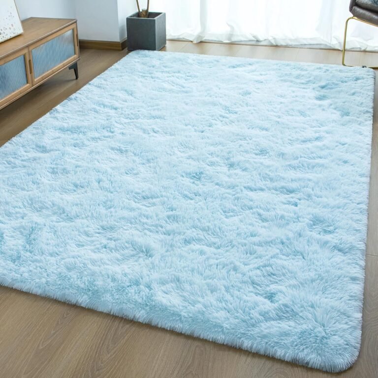Ultra Soft Fluffy Rugs for Bedroom 4×6 Feet, Shag Area Rugs for Living Room, Large Comfy Furry Rug for Boys Kids Baby Room Decor, Non Slip Nursery Rug Modern Indoor Fuzzy Floor Carpet, Light Blue