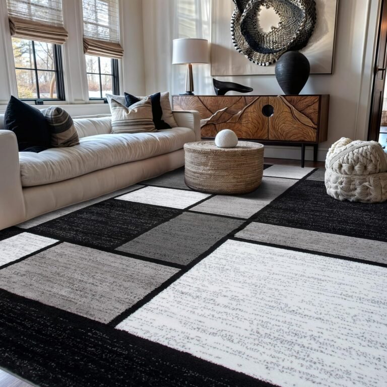 Rugshop Modern Geometric Gray Area Rug, Non-Shedding Carpet for Living Room, Bedroom, or Study, 6’6″ x 9′