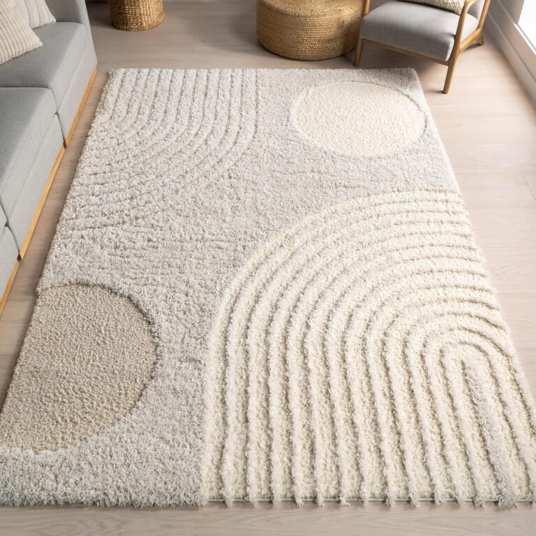 nuLOOM Gloria Abstract 4×6 Shag Area Rug for Living Room Bedroom Dining Room Nursery Kitchen, Beige