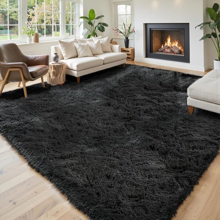 Black Rug Super Soft Shaggy 4×6 Feet Rugs for Bedroom, Fluffy Area Rug for Living Room Floor Rug, Fuzzy and Comfy Carpet Nursery Shag Rug for Kids Boys Room Decor(4 x 6, Black)