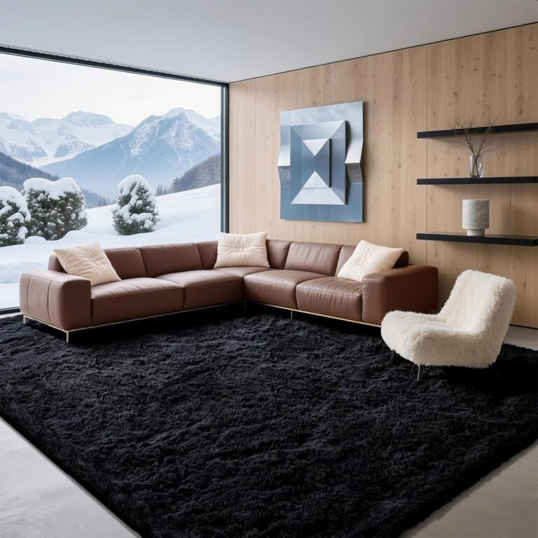 8×10 Area Rugs for Living Room Bedroom, Soft Fluffy Shaggy Bedside Rug, Indoor Floor Carpet for Kids Playroom, Dorms, Nursery Rooms, Home Decor (Black 8’x10′)