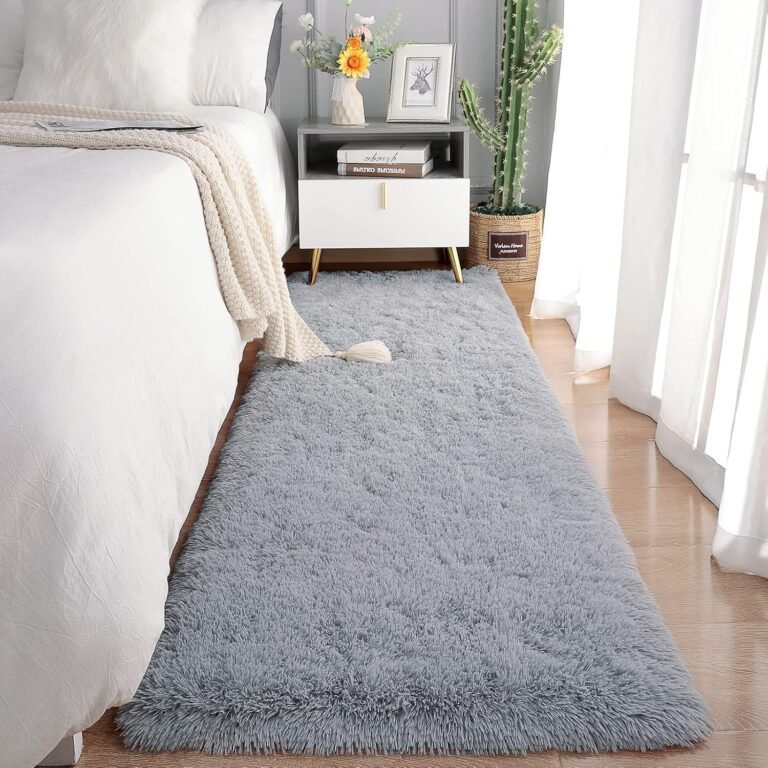 Chicrug Soft Runner Rugs for Bedroom Living Room Plush Fluffy Rug 2×6 Feet, Shag Furry Area Rug Carpet Non Shedding for Nursery Children Kids Girls Room Home Decorative, Grey