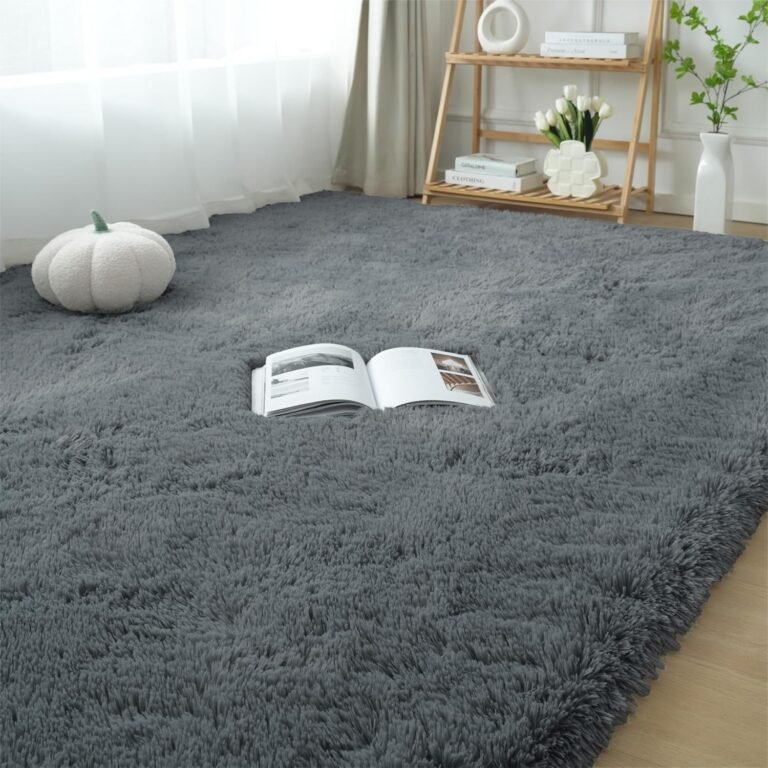 Fluffy Rug 5×7 Bedroom Rugs: Shag Rug for Bedroom – Area Rug 5×7 Grey Plush Fuzzy Soft Carpet for Living Room – Teenage Room Dorm Decor Carpets