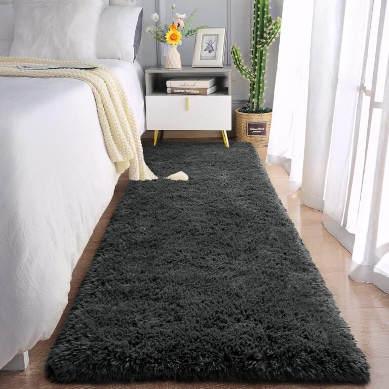 Chicrug Soft Runner Rugs for Bedroom Living Room Plush Fluffy Rug 2×6 Feet, Shag Furry Area Rug Carpet Non Shedding for Nursery Children Kids Girls Room Home Decorative, Dark Grey