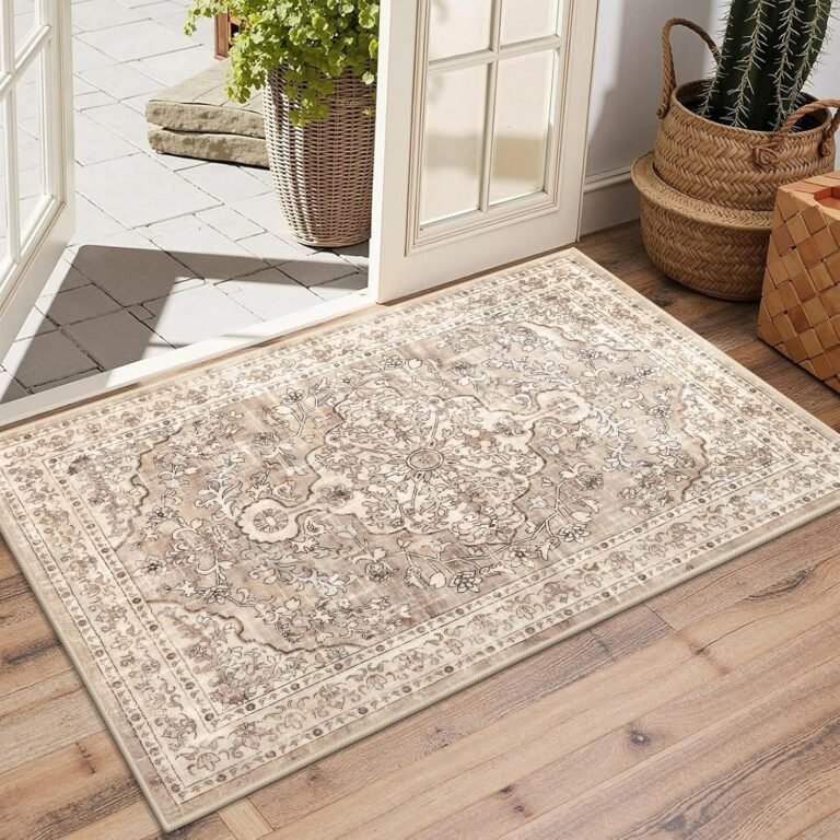 Pauwer Boho Washable Area Rug 2×3 Soft Living Room Bedroom Floor Carpet Mat Indoor Farmhouse Vintage Non Slip Accent Throw Rugs for Entryway Kitchen Dorm Dining Room
