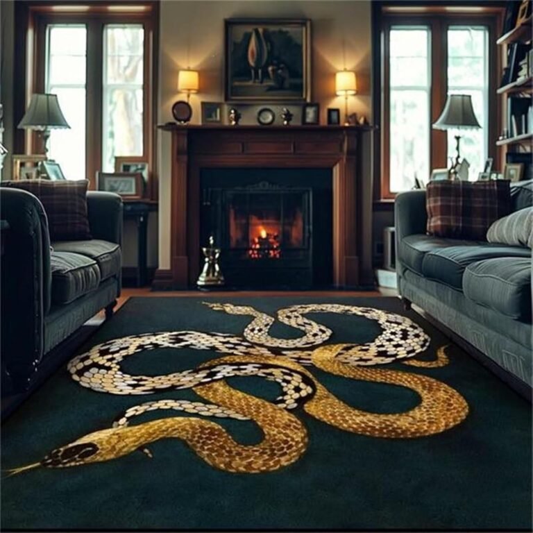 Green Washable Snake Area Rug 3×5 Serpent Runner Rugs for Kitchen Bedroom Hallway Non Skid Indoor Decorative Snake Floor Mats