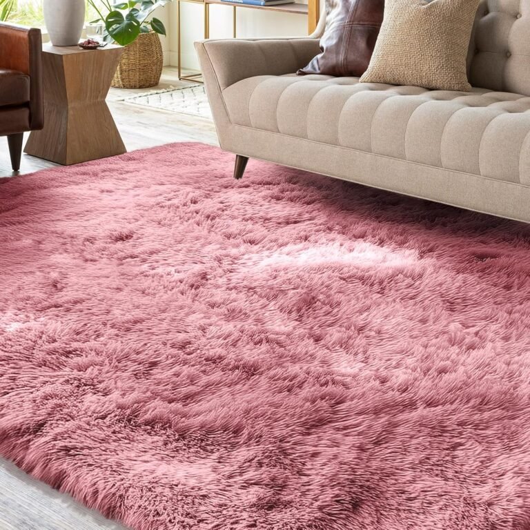 Soft Area Rugs for Living Room, Large 9×12 Plush Fluffy Bedroom Rug, Non-Slip Shaggy Rugs for Dorm Teens Room Decor, Modern Indoor Furry Carpets for Playroom Study Office, Blush Pink