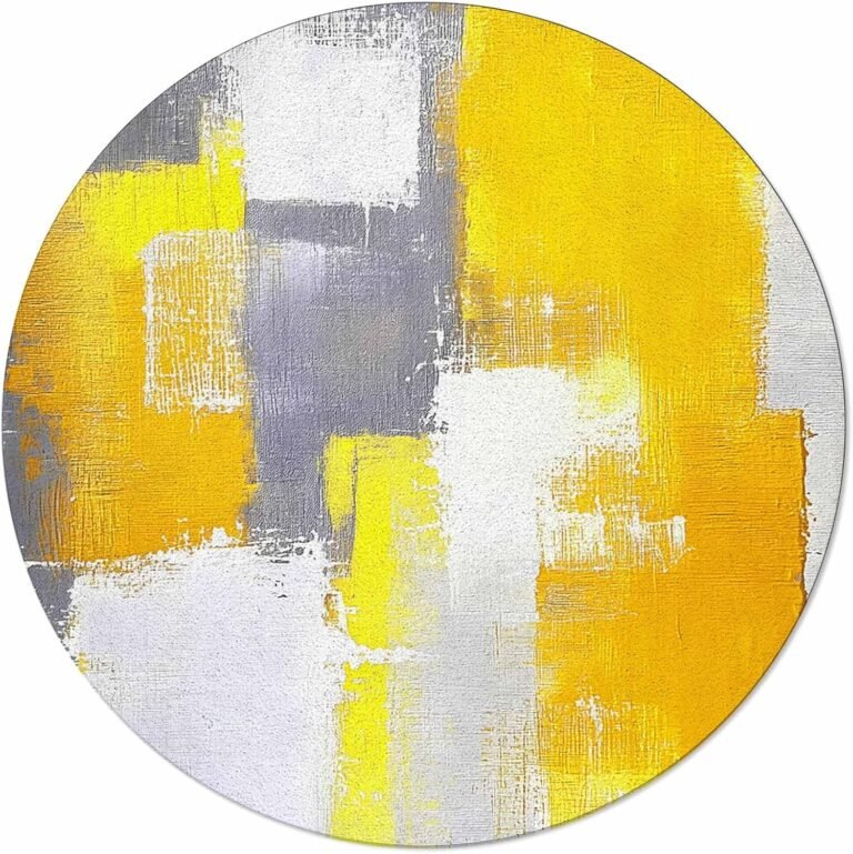 Libaoge Yellow Round Area Rug for Living Room 5 ft Abstract Modern Contemporary Rug Carpet Floor Mat Yoga Mat for Boys Girls Playroom Home Decor 5 ft