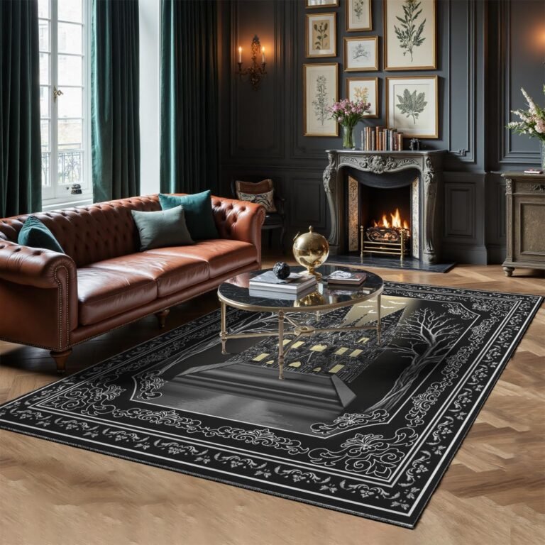 Dark Academia Area Rug, Soft Machine Washable 8×10 Rug, Non-Slip, Non-Shedding, Durable and Easy-Care, Perfect for Living Room, Bedroom, Dining Room.