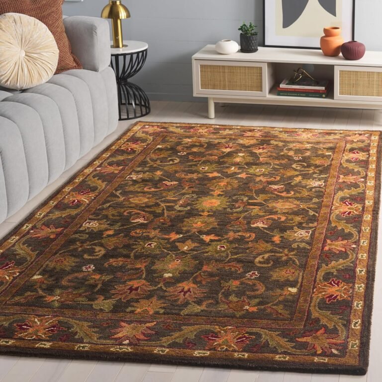 SAFAVIEH Antiquity Collection Accent Rug – 4′ x 6′, Green & Gold, Handmade Traditional Oriental Wool, Ideal for High Traffic Areas in Entryway, Living Room, Bedroom (AT52K)