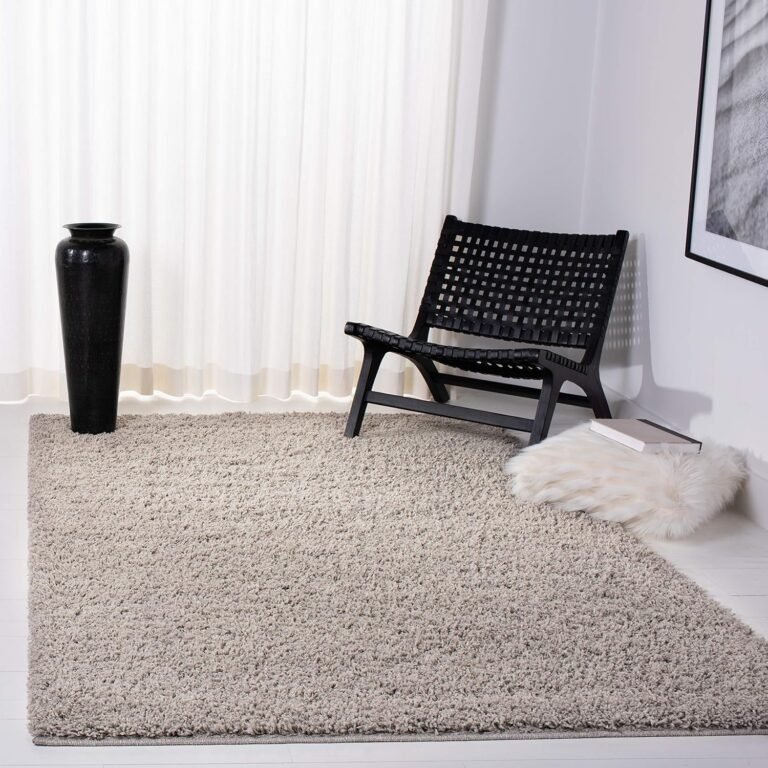 SAFAVIEH Venus Shag Collection Area Rug – 5’3″ x 7’6″, Taupe, Solid Design, Non-Shedding & Easy Care, 1.8-inch Thick Ideal for High Traffic Areas in Living Room, Bedroom (VNS520E)