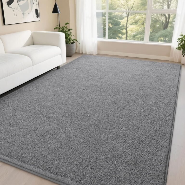 DweIke Modern Area Rugs for Living Room Bedroom, 6×9 Grey Thickened Memory-Foam Throw Carpet, Super Soft Kids Boys Girls Rug, Non-Slip and Washable Carpets for Dorm Nursery Classroom Decor