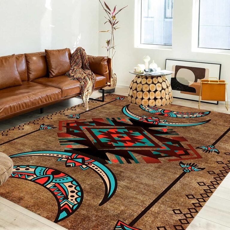 Premium Indoor Area Rugs, 5x7ft, South West Native Machine Washable Rug Easy Clean Soft Durable Tribal American Indian Inspired Rug for Bedroom Living Room Study Office Floor Carpet