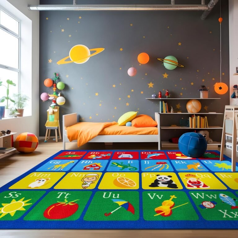 Rugshop Kids Alphabet Educational Learning High Traffic Living Room,Bedroom,Kitchen, Home Office Non Slip Area Rug 5′ x 7′ Multi