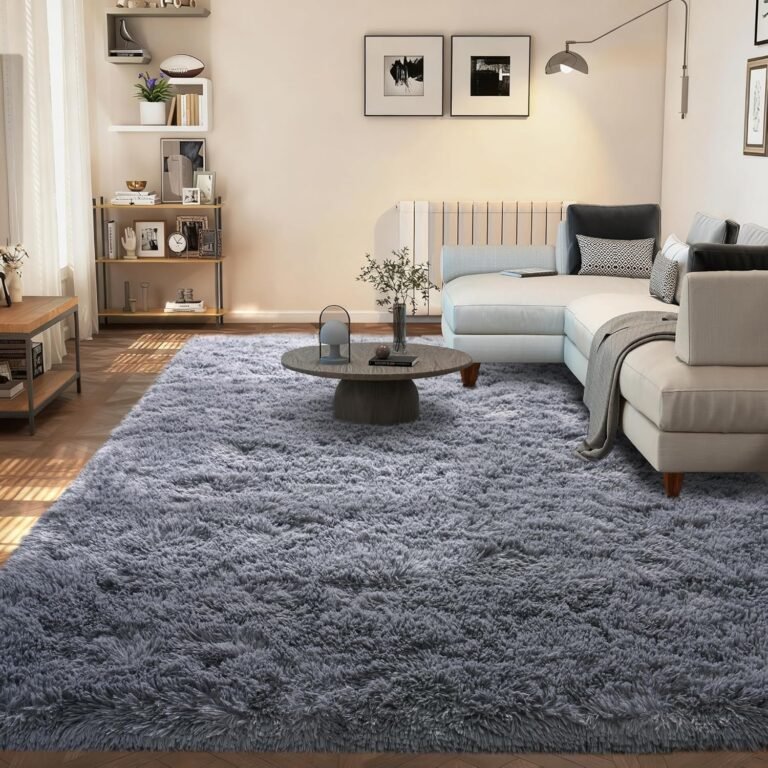Large 8×10 Area Rugs for Living Room, Dark Grey Soft Shag Rug for Bedroom, Non-Slip Ultra Fluffy Rug, Modern Plush Carpet for Girls Boys Kids Room Dorm, Fuzzy Rug for Home Decor Aesthetic