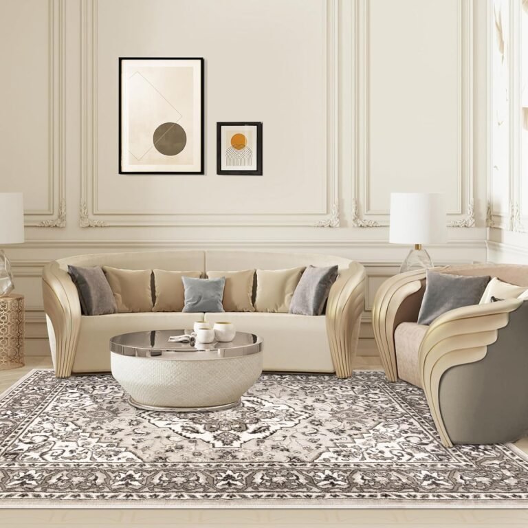 Superior Indoor Area Rug, Jute Backing, Rugs for Entryway, Dining, Kitchen, Bedroom Floors, Traditional Floor Decor, Oriental Medallion Indoor Rug, Glendale Collection, 3′ x 5′, Rivulet