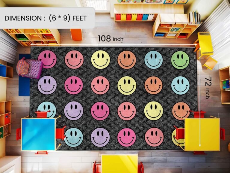 OLEEK Large Classroom Rug Elementary 6×9 – Classroom Rugs for Kids Room – Classroom Carpet Elementary – Kids playroom Rug 6 x 9 – Preschool Rugs for Classroom – Schoolgirl Style Classroom Decor