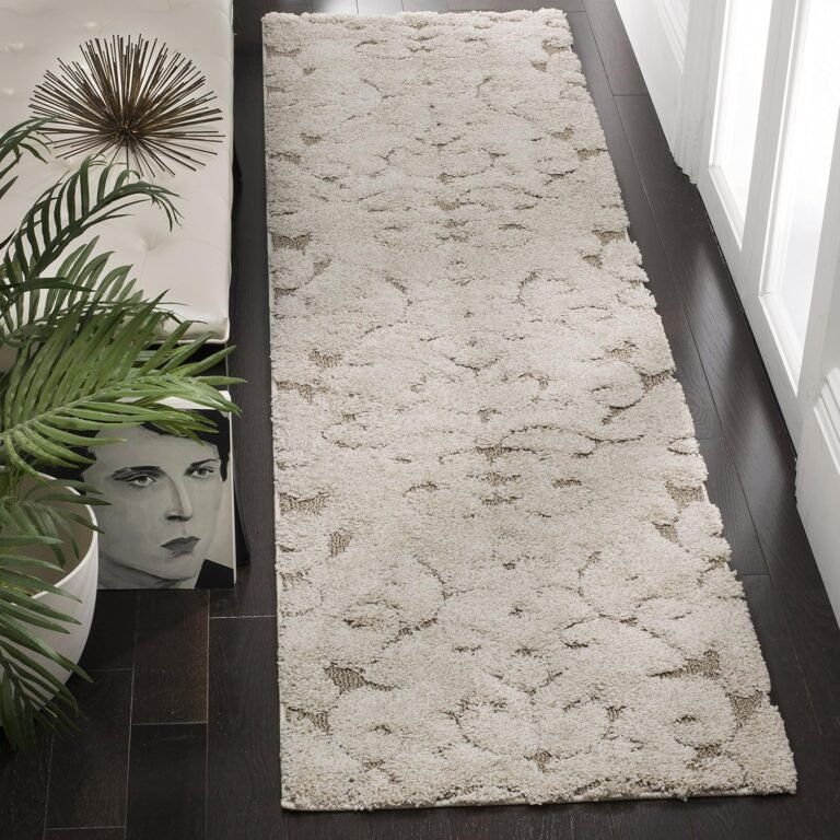 SAFAVIEH Florida Shag Collection Runner Rug – 2’3″ x 9′, Cream & Beige, Scroll Design, Non-Shedding & Easy Care, 1.2-inch Thick Ideal for High Traffic Areas in Living Room, Bedroom (SG470-1113)