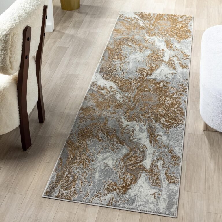 LUXE WEAVERS Marble Swirl Abstract Area Rug, Gray 2×7
