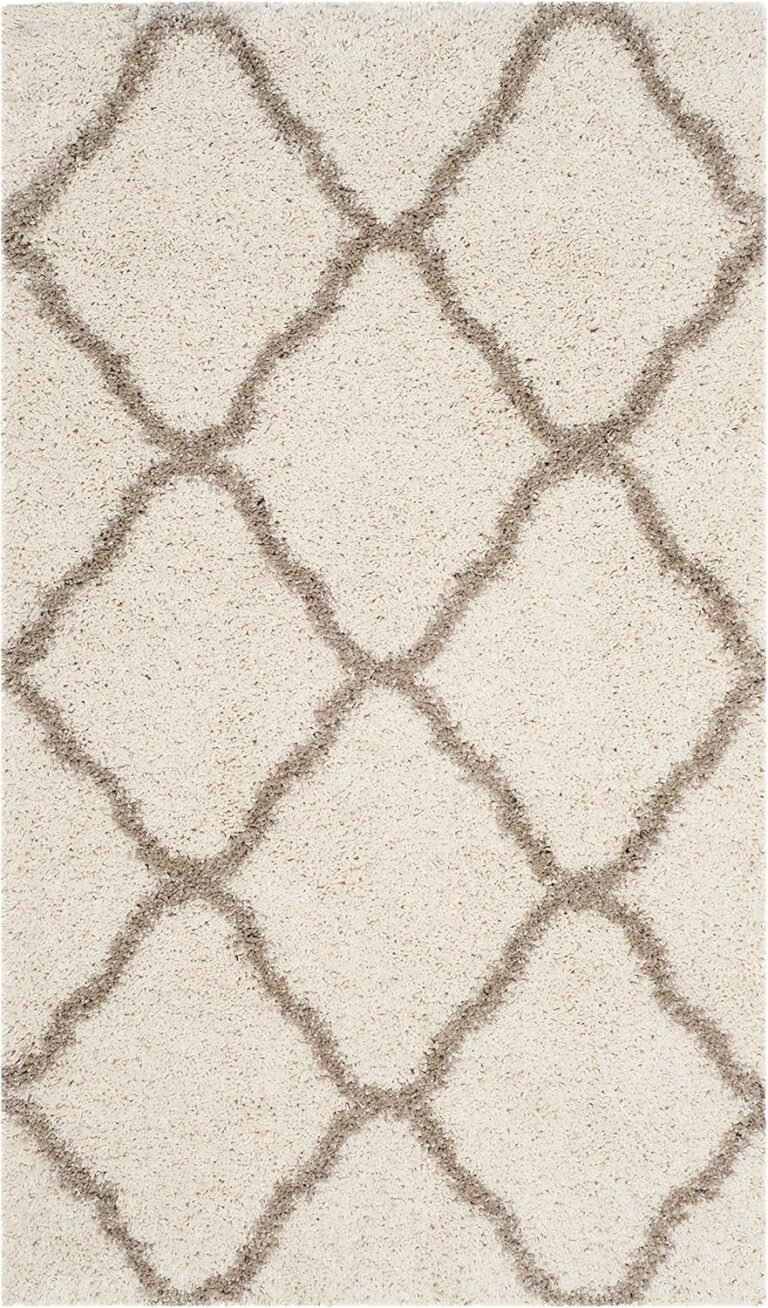SAFAVIEH Hudson Shag Collection Accent Rug – 3′ x 5′, Ivory & Beige, Trellis Design, Non-Shedding & Easy Care, 2-inch Thick Ideal for High Traffic Areas in Entryway, Living Room, Bedroom (SGH283D)