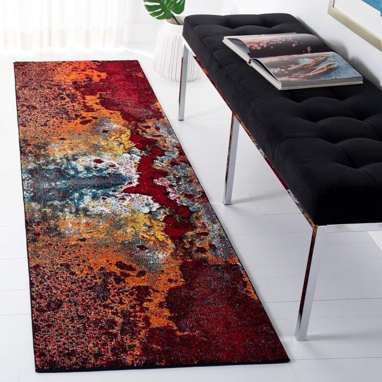 SAFAVIEH Glacier Collection Runner Rug – 2’3″ x 10′, Red & Orange, Modern Abstract Design, Non-Shedding & Easy Care, Ideal for High Traffic Areas in Living Room, Bedroom (GLA124Q)