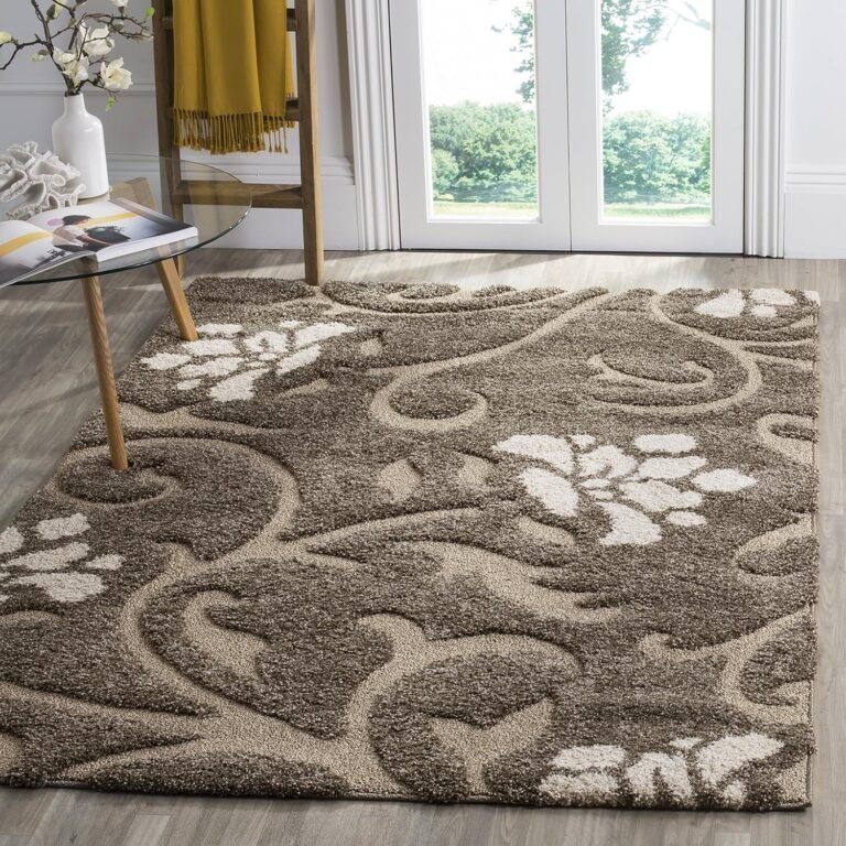SAFAVIEH Florida Shag Collection Accent Rug – 3’3″ x 5’3″, Smoke & Beige, Non-Shedding & Easy Care, 1.2-inch Thick Ideal for High Traffic Areas in Foyer, Living Room, Bedroom (SG464-7913)