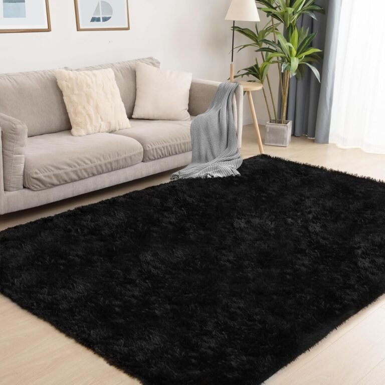 Puremy Black Area Rug, 5×7, Soft Plush for Living Room, Bedroom & Nursery, Non-Slip Indoor Carpet for Study, Kids Room Decor
