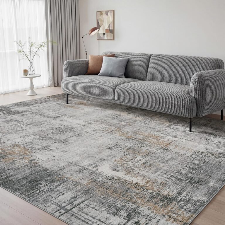 5 x 7 Area Rugs for Living Room, Machine Washable Non Slip Rug Ultra Soft Low Pile Indoor Carpet Modern Abstract Rugs for Bedroom Office Room Dining Room Beside, Grey