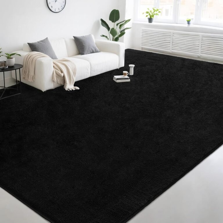 Large Modern Area Rugs for Living Room Bedroom, 4×6 Feet Black Ultra Soft Thickened Memory-Foam Indoor Rug, Comfy Aesthetic Solid Minimalist Carpets for Girls Boys Nursery Dorm Home Decor
