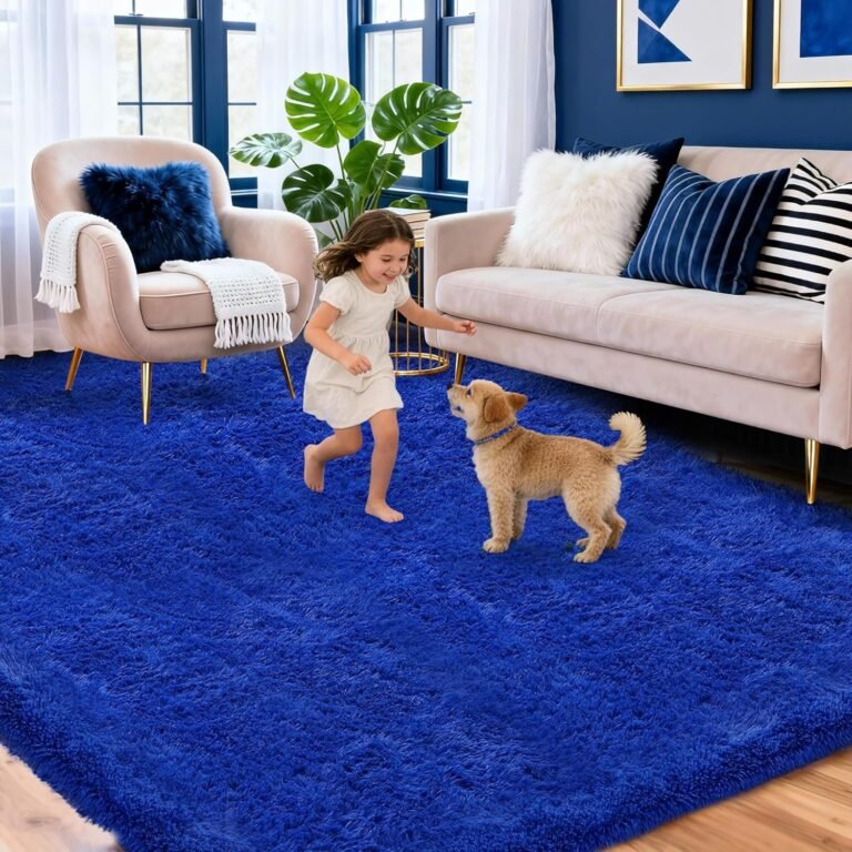 5×7 Area Rugs for Living Room Bedroom, Upgrade Non-Slip Soft Fluffy Shaggy Bedside Rug, Indoor Floor Carpet for Kids Girls and Boys Room, Dorms, Playroom, Nursery, Home Decor Aesthetic, Blue