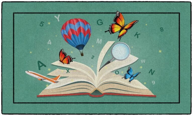 Flagship Carpets Explore Through Reading Children’s Educational Area Rug for Kids Bedroom Mat, Home Play Room or Classroom Carpet, 3′ x 5′, Multicolor