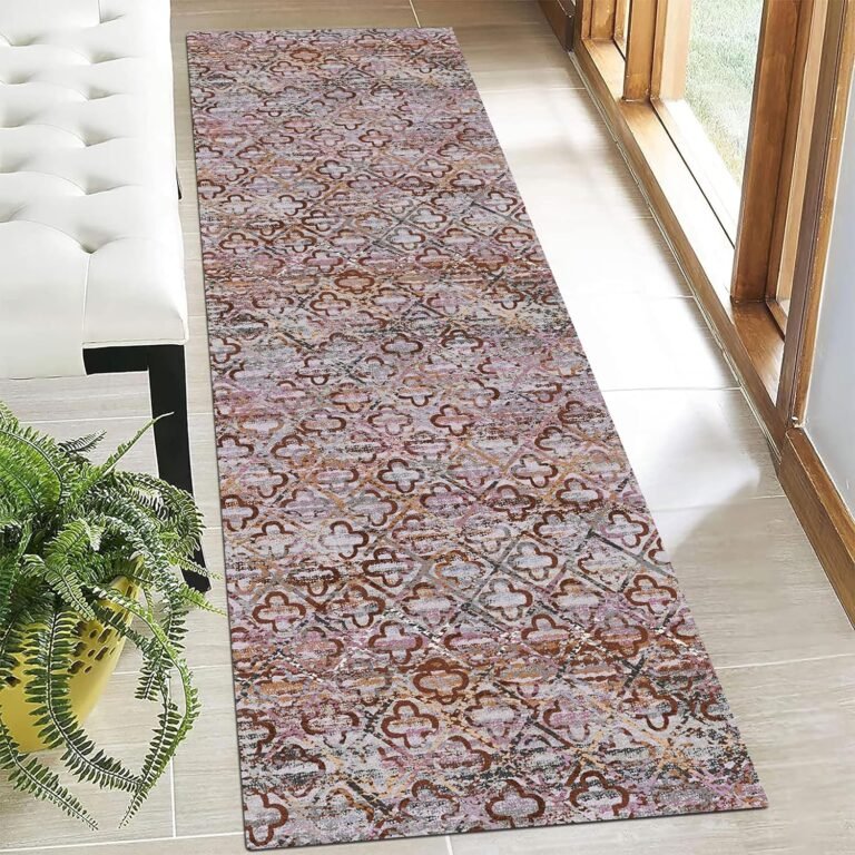 RUGSURE Washable Area Rugs, 2’6” x 8′ – 1/6 Thick – Stain & Water Resistant Non-Slip – Perfect Resistant Rug for Living Room, Bedroom, Nursery, Pet & Child Friendly, Vibrant Colors Rugs, Purple